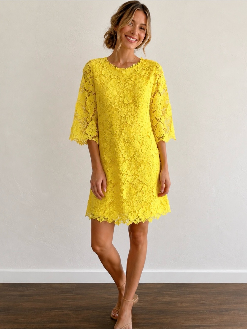 NWT STELLAH NYC Yellow 3D Dress M